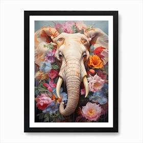 Elephant With Flowers 1 Art Print