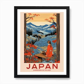 Shirakawa Go Village, Visit Japan Vintage Travel Art 3 Art Print