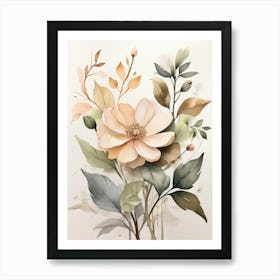 Peach Flowers 1 Art Print