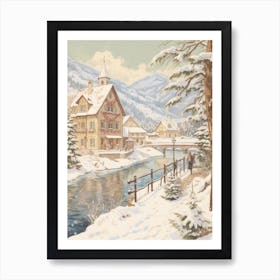 Vintage Winter Illustration Bavaria Germany 2 Art Print