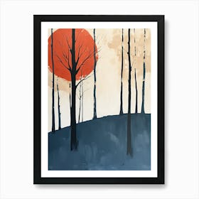 Sunset In The Woods, Minimalism Art Print