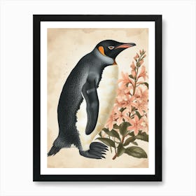 Adlie Penguin Livingston Island Vintage Botanical Painting 3 Art Print