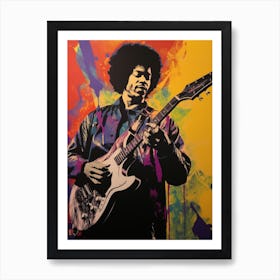 Jimi Hendrix Colourful 5 Art Print