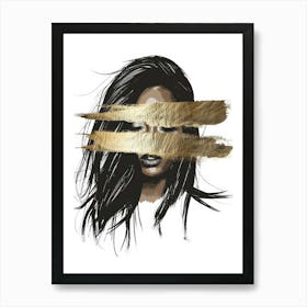 Woman With Gold Paint On Her Face 1 Art Print