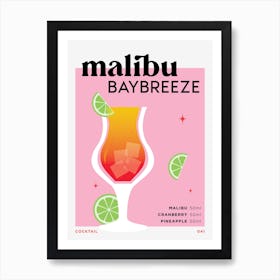 Malibu Baybreeze in Pink Cocktail Recipe Art Print