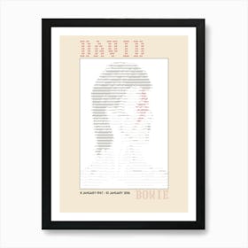 Famous People David Bowie 8 January 1947 – 10 January 2016 (Ascii Art) Art Print