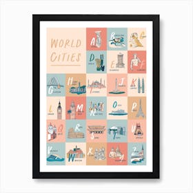 World Cities Colorful blocks Art Print