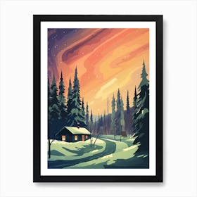 Vintage Winter Travel Illustration Fairbanks Alaska 1 Poster