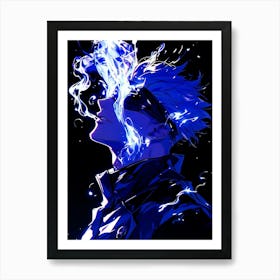 Anime Character With Blue Hair Art Print