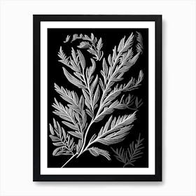 Rosemary Leaf Linocut 5 Art Print