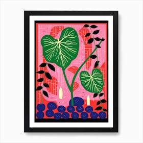 Pink And Red Plant Illustration Monstera Thai Constellation 3 Art Print