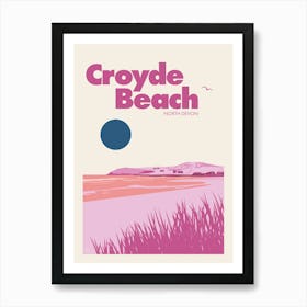 Croyde Beach, North Devon (Pink) Art Print