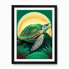 Conservation Sea Turtle, Sea Turtle Retro 1 Art Print