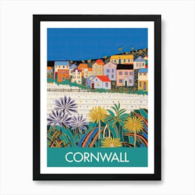 Cornwall Town England Travel Print Painting Cute Art Print