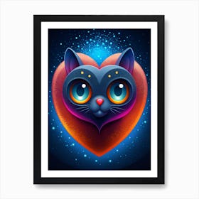 Cat In A Heart Affiche