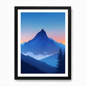 Misty Mountains Vertical Composition In Blue Tone 161 Art Print