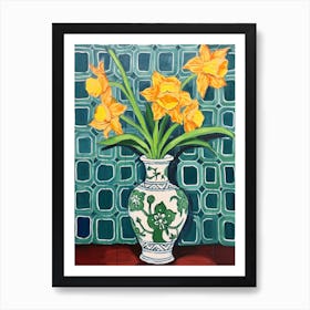 Flowers In A Vase Still Life Painting Daffodil 1 Art Print
