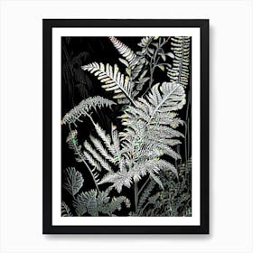 Marsh Fern Wildflower Linocut 1 Art Print