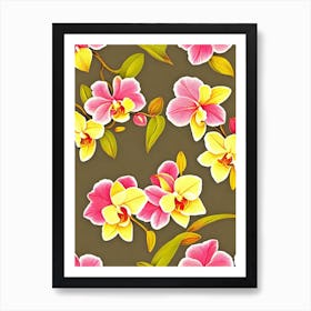 Orchids Repeat Retro Flower Art Print