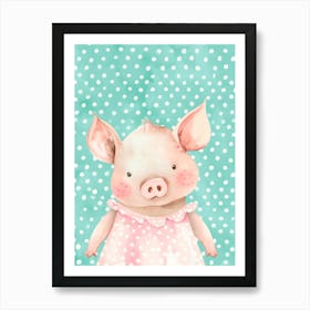 Little Baby Pig In A Dress. Whimsical Vintage Illustration, Kids Room Art Print