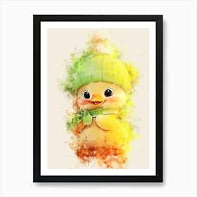 cute duck kids watercolor Art Print