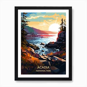 Acadia National Park Travel Poster Illustration Style 1 Art Print