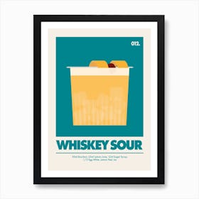 Whiskey Sour, Cocktail Print (Teal) Art Print