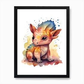 Protoceratops Cute Dinosaur Watercolour 3 Art Print