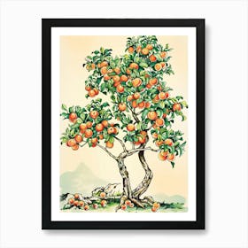 Plum Tree Storybook Illustration 1 Art Print