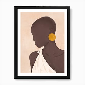 Portrait Of An Black Woman With Earrings Art Print Art Print