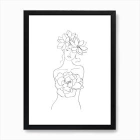 Flower Girl Line Art Print Abstract Art Print
