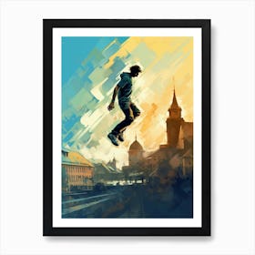 Skateboarding In Prague, Czech Republic Drawing 4 Art Print