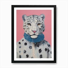 Playful Illustration Of Snow Leopard For Kids Room 4 Art Print
