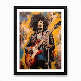 Jimi Hendrix Abstract Portrait 7 Art Print