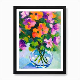 Columbine Floral Abstract Block Colour 1 Flower Art Print