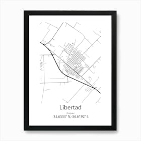 Libertad,Uruguay Minimalist Map Art Print