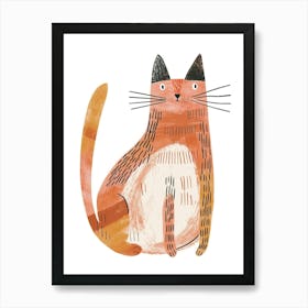 Cymric Cat Clipart Illustration 4 Art Print