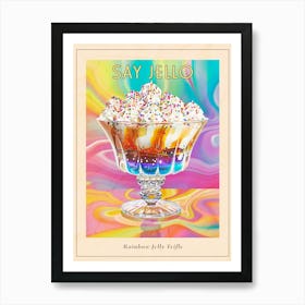 Rainbow Layered Jelly Trifle Retro Collage 3 Poster Art Print