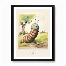 Beatrix Potter Inspired  Animal Watercolour Worm 2 Art Print