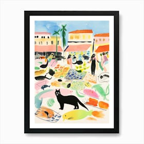 The Food Market In Copenhagen 7 Illustration Art Print