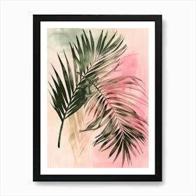 Palm Leaves On A Pink Background Art Print