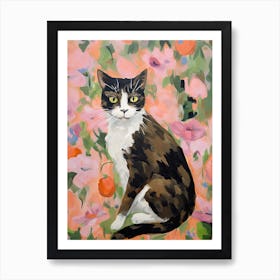 A Japanese Bobtail Cat Painting, Impressionist Painting 2 Art Print