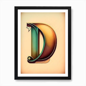 D, Letter, Alphabet Retro Drawing 4 Art Print