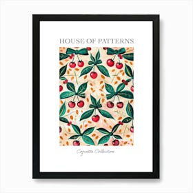 Folk Cherries And Bows 5 Pattern Poster Art Print