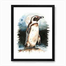 Humboldt Penguin Isabela Island Watercolour Painting 4 Art Print