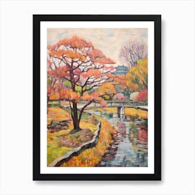 Autumn Gardens Painting Hamarikyu Gardens Japan 3 Art Print