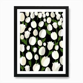 Tulip Field | 06 - Black And White Art Print