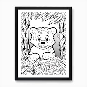 Line Art Jungle Animal White Tiger 2 Art Print