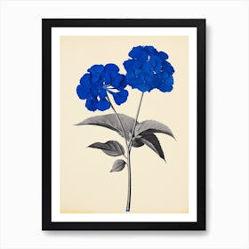 Blue Botanical Lantana 1 Art Print