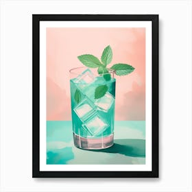 Delicious Cocktail With Peppermint And Ice Cubes Art Print